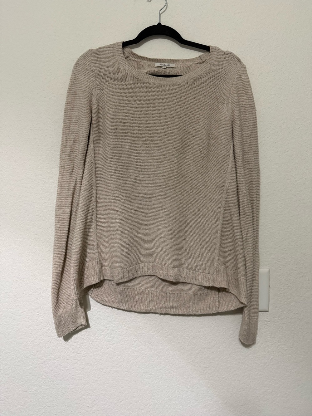 Madewell Light Beige Riverside Texture Knit Crewneck Sweater